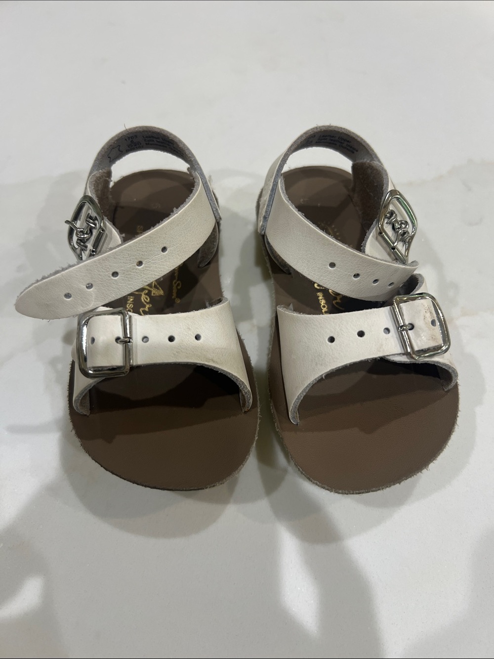 Sun San Children's White Double-Strap Buckle Sandals 5